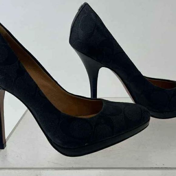 NEW Coach Designer Black Monogram Signature High Heel Pump Stiletto 5.5 - Picture 4 of 8